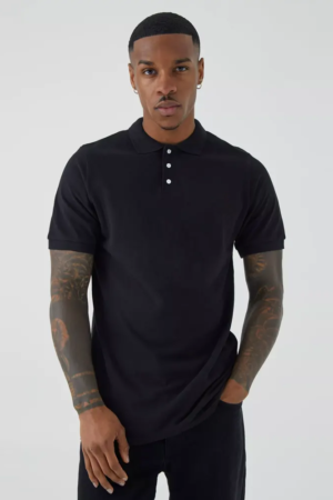 Slim Panelled Zip Neck Interlock Polo