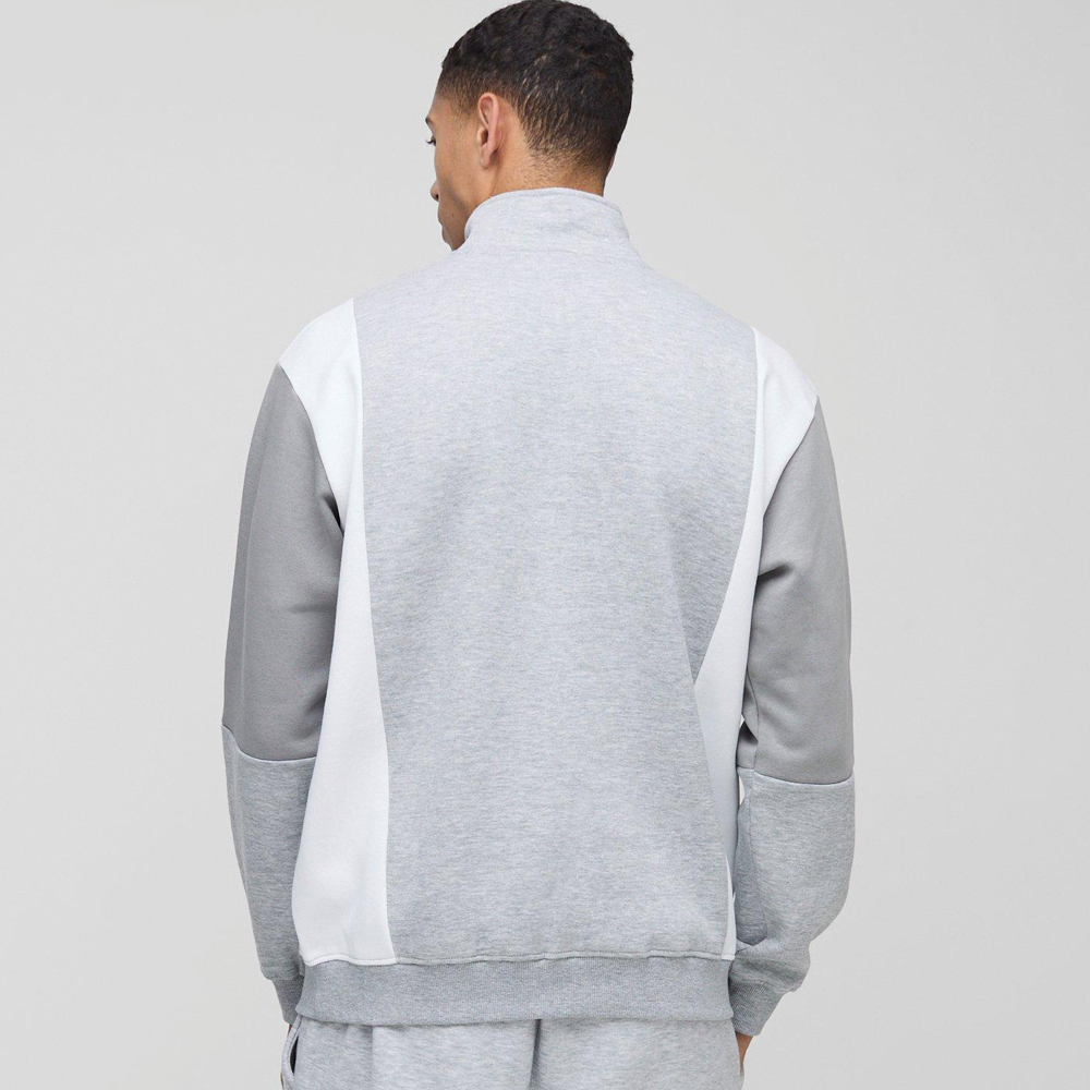 Oversized Man Colour Block Zip Funnel Neck Sweatshirt - Image 2