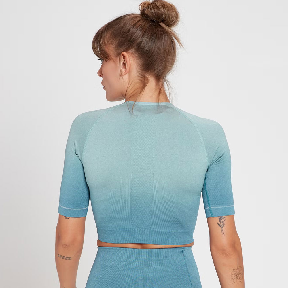 Ultra Seamless Crop Top – Stone Blue - Image 2