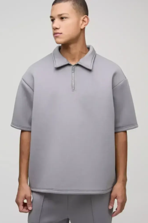 Oversized Short Sleeve Bonded Scuba Polo