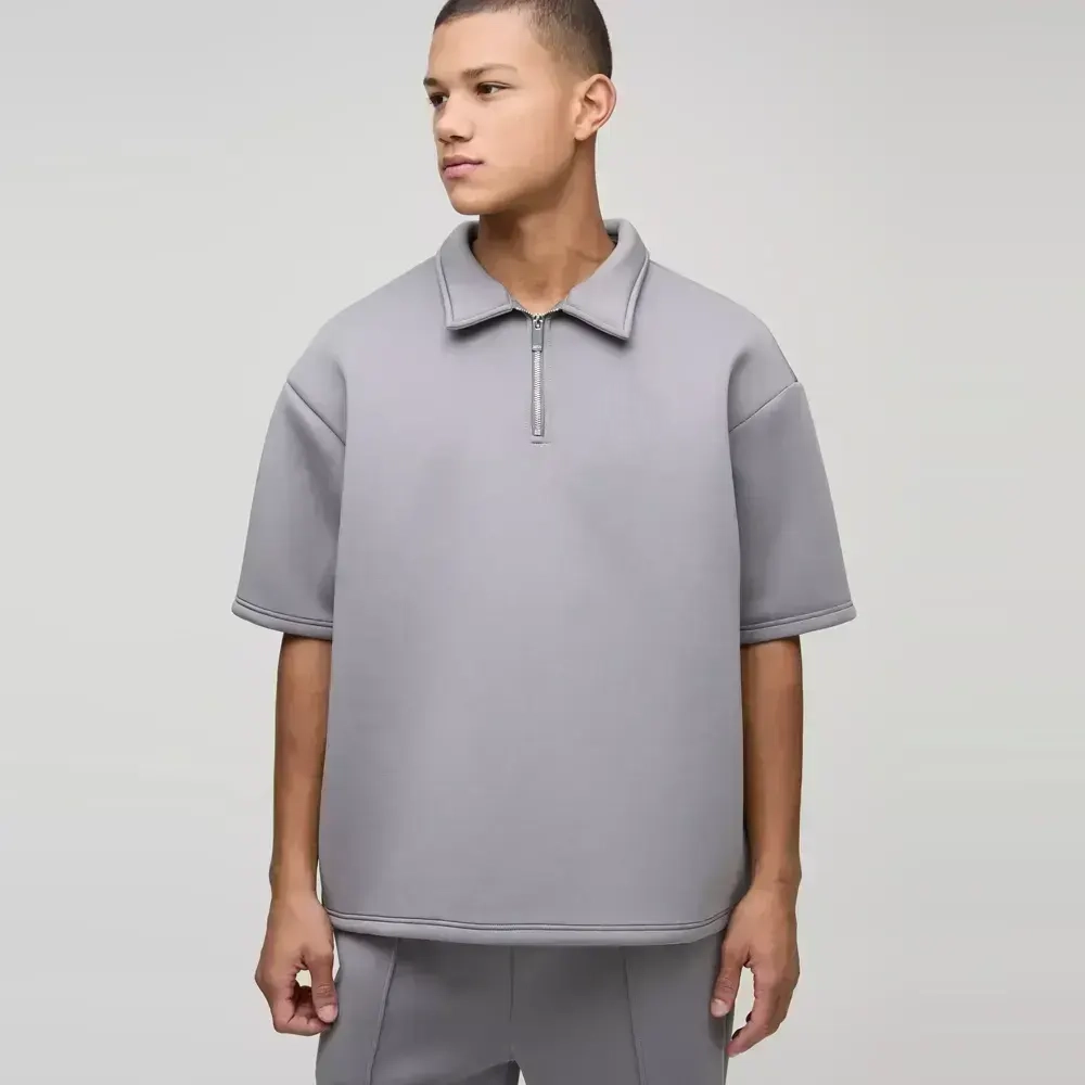 Oversized Short Sleeve Bonded Scuba Polo