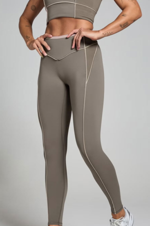 Contrast Texture Leggings – Espresso