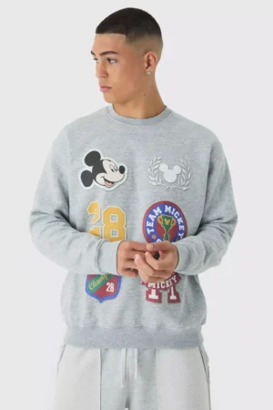 Oversized Disney Mickey Mouse Print Sweatshirt