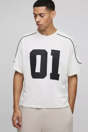 Oversized Boxy Half Sleeve Varsity T-Shirt