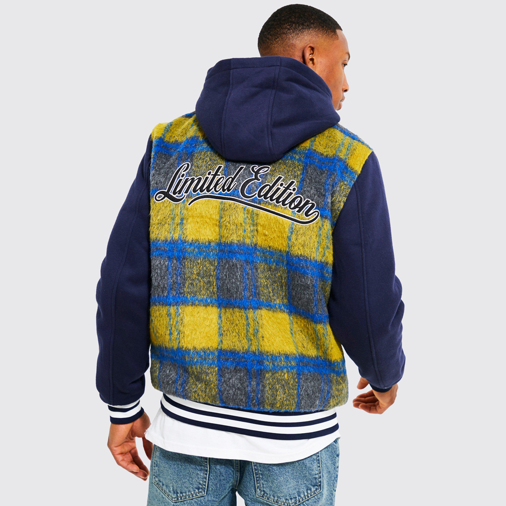 Boxy Melton & PU Collared Varsity Jacket - Image 2
