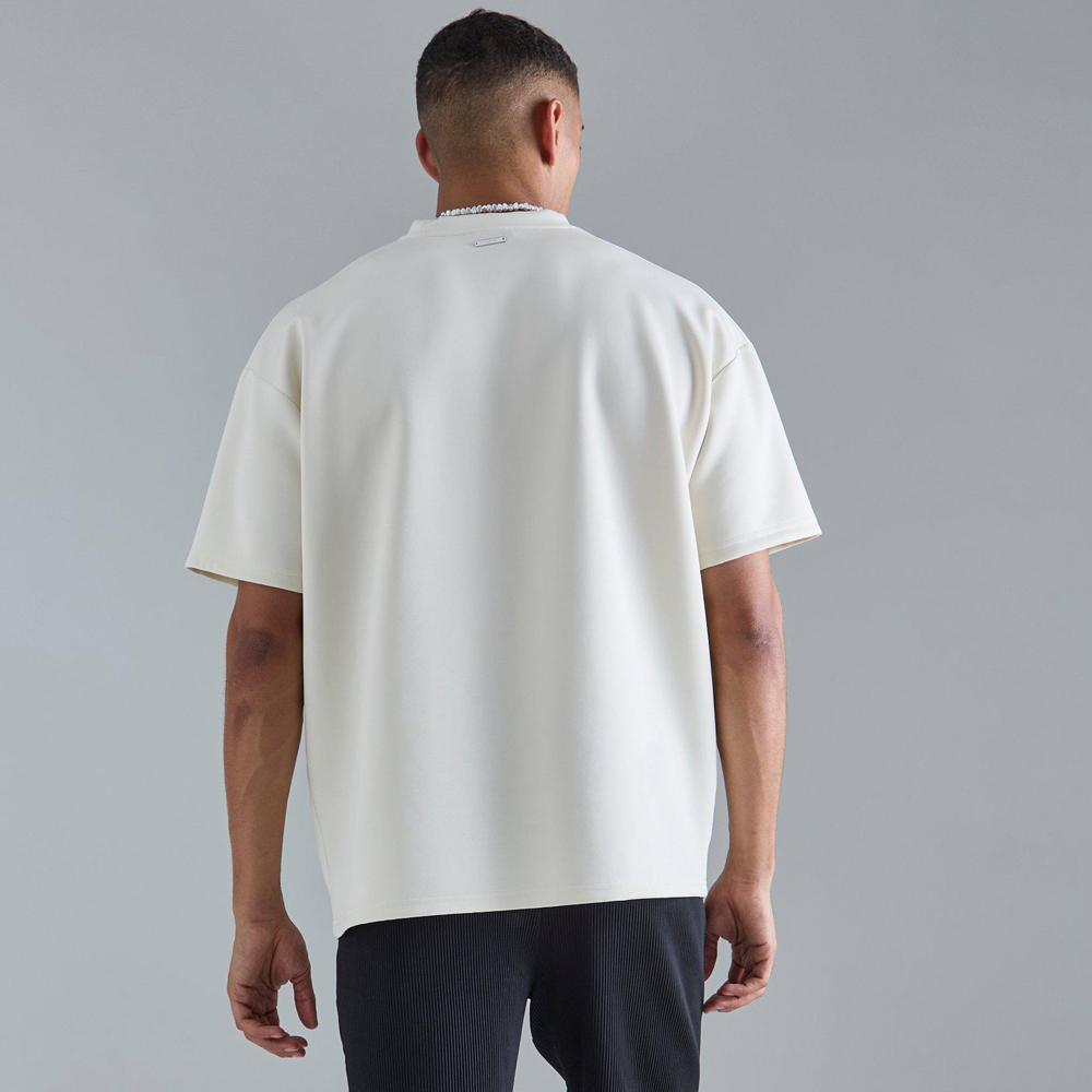 Oversized Floral Line Drawing Scuba T-shirt - Image 2