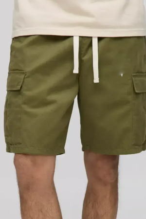 Khaki Relaxed Fit Cargo Shorts
