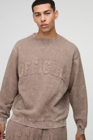 Oversized Official Applique Washed Sweatshirt