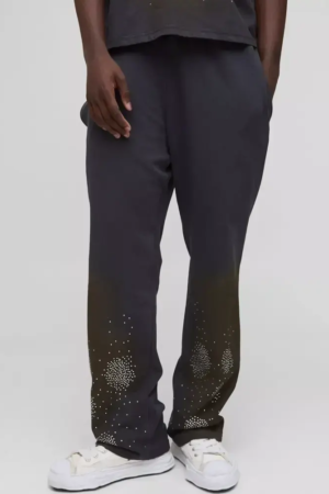 Relaxed Fit Washed Rhinestone Jogger
